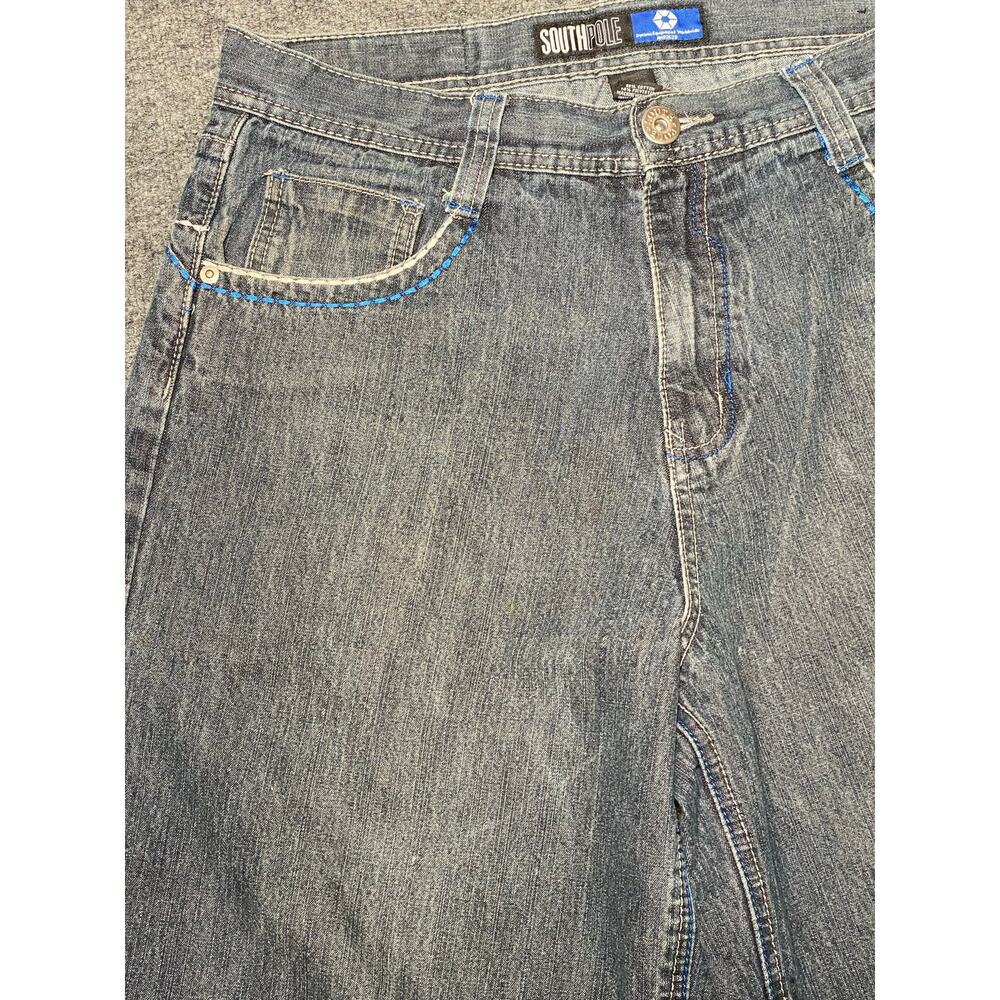Y2K Southpole Baggy Jorts Grunge Embroidered Vintage Jean Shorts Men's Sz 36 - Picture 5 of 10
